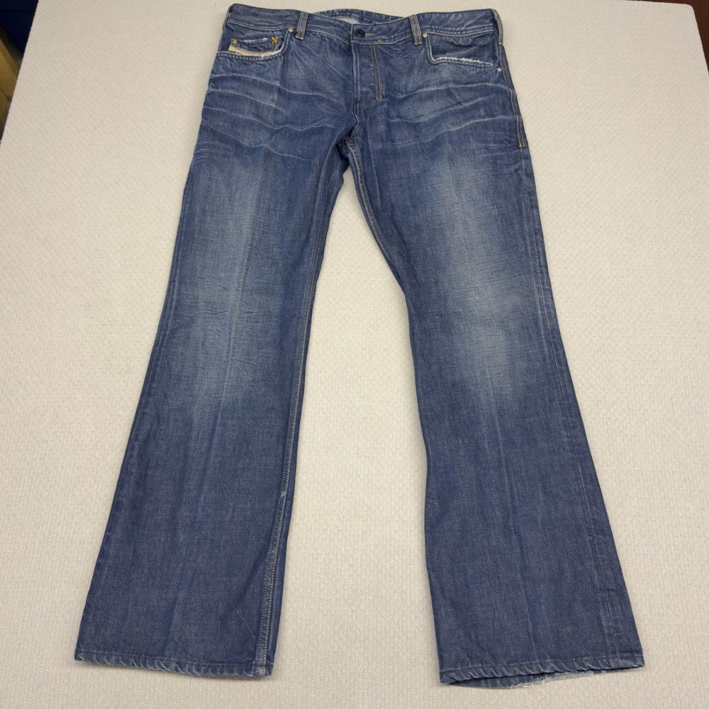 Diesel Jeans Mens 38x32 Faded Blue Denim Zathan Boot Cut Grunge Y2k Casual